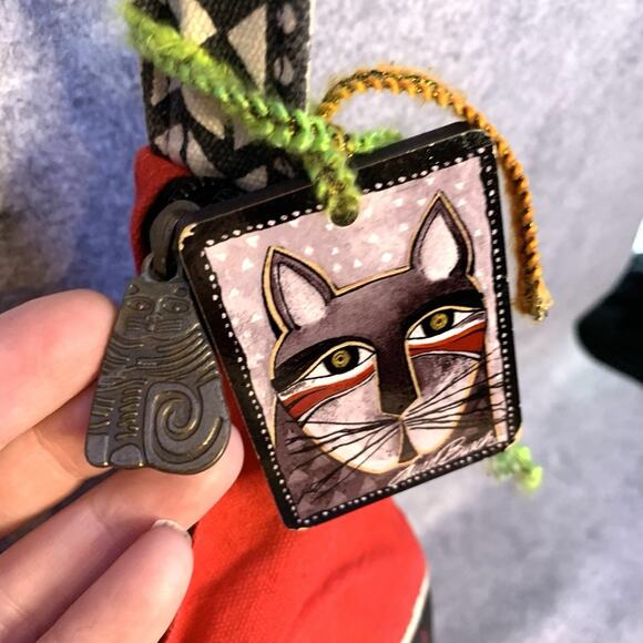 Laurel Burch Whiskered Cat Purse, Shoulder Bag HOBO, Red Gray Black, Cat Lover - Picture 4 of 12